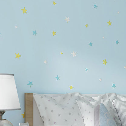 Simple Cartoon Star Wall Covering in Natural Color Non-Woven Material Wallpaper for Kids, 33' x 20.5" Light Blue Star Clearhalo 'Wall Decor' 'Wallpaper' 985001