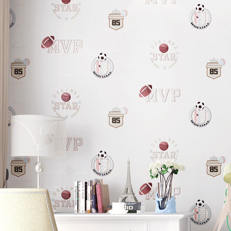 Simple Cartoon Star Wall Covering in Natural Color Non-Woven Material Wallpaper for Kids, 33' x 20.5" Beige Basketball Clearhalo 'Wall Decor' 'Wallpaper' 985011