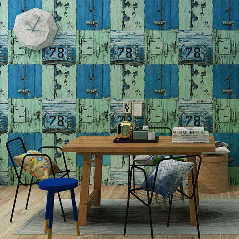 Water-Resistant Maple Wood Wall Decor 090 Nostalgic Wallpaper for Living Room, 57.1 sq ft. Blue-Green Clearhalo 'Country wall decor' 'Rustic' 'Wallpaper' Wall Decor' 986502