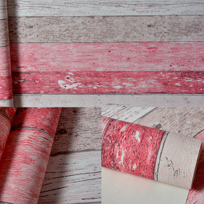 Wood Effect and Stripe Wallpaper Girl's Bedroom Vintage Wall Covering, 20.5"W x 33'L Clearhalo 'Country wall decor' 'Rustic' 'Wallpaper' Wall Decor' 986512