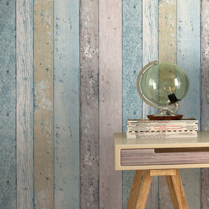 Wood Effect and Stripe Wallpaper Girl's Bedroom Vintage Wall Covering, 20.5"W x 33'L Light Blue Clearhalo 'Country wall decor' 'Rustic' 'Wallpaper' Wall Decor' 986514