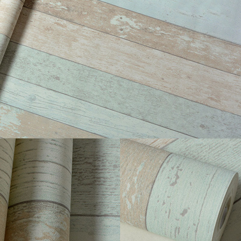Wood Effect and Stripe Wallpaper Girl's Bedroom Vintage Wall Covering, 20.5"W x 33'L Clearhalo 'Country wall decor' 'Rustic' 'Wallpaper' Wall Decor' 986520