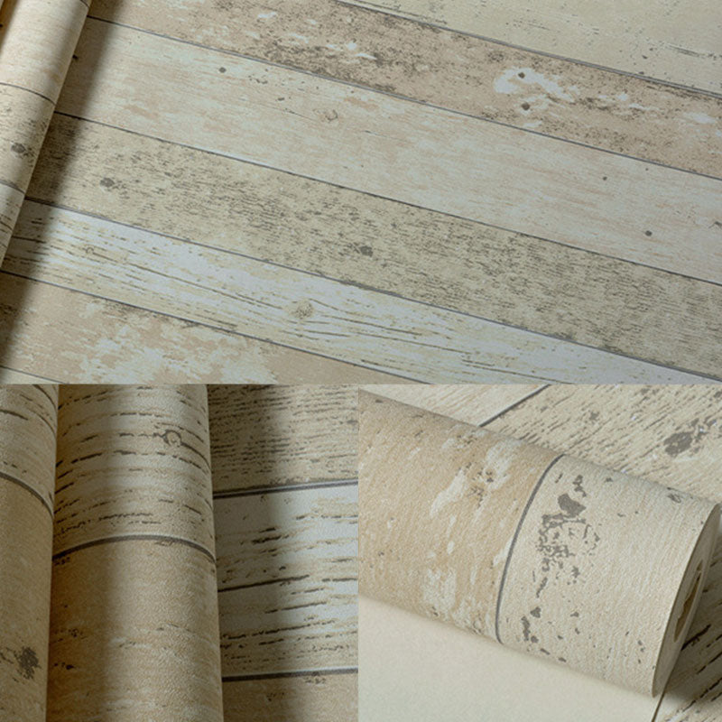 Wood Effect and Stripe Wallpaper Girl's Bedroom Vintage Wall Covering, 20.5"W x 33'L Clearhalo 'Country wall decor' 'Rustic' 'Wallpaper' Wall Decor' 986523