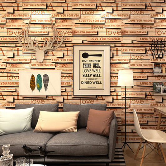 Retro Letters Vinyl Wallpaper Roll for Bar Decoration, Neutral Color, 20.5" by 33' Brown Clearhalo 'Country wall decor' 'Rustic' 'Wallpaper' Wall Decor' 986525