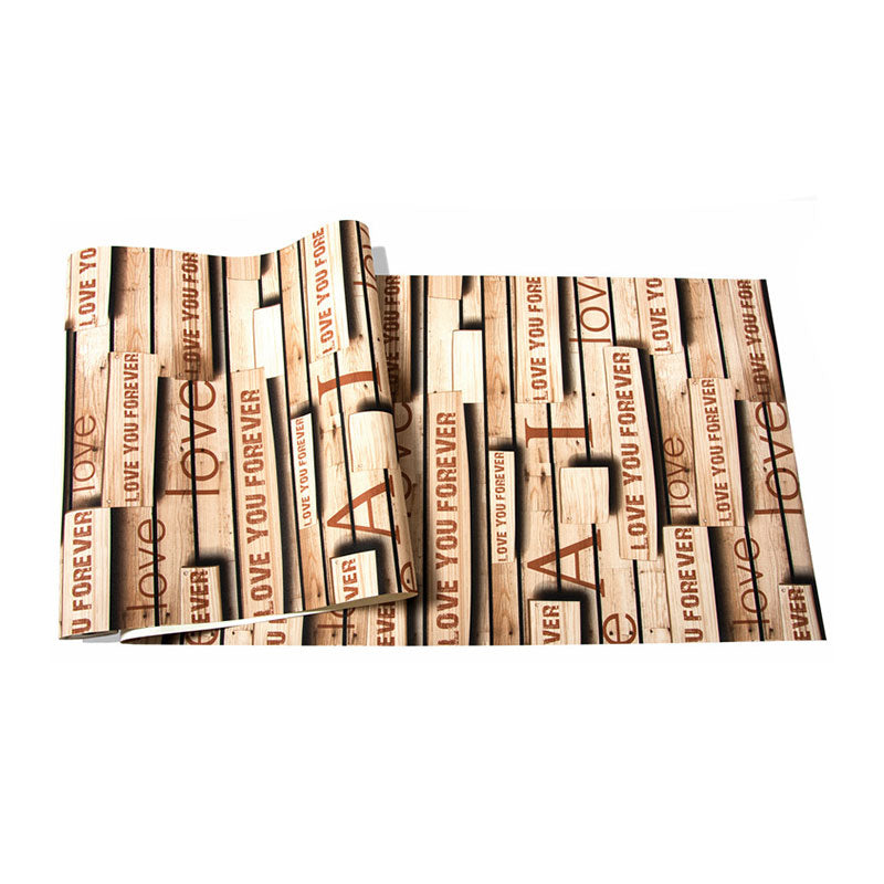 Retro Letters Vinyl Wallpaper Roll for Bar Decoration, Neutral Color, 20.5" by 33' Clearhalo 'Country wall decor' 'Rustic' 'Wallpaper' Wall Decor' 986527