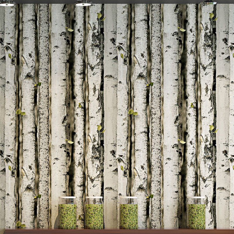 Vintage Birch Tree Wall Covering in Grey and White Living Room Wallpaper Roll, 33' x 20.5" Gray-White Clearhalo 'Country wall decor' 'Rustic' 'Wallpaper' Wall Decor' 986541