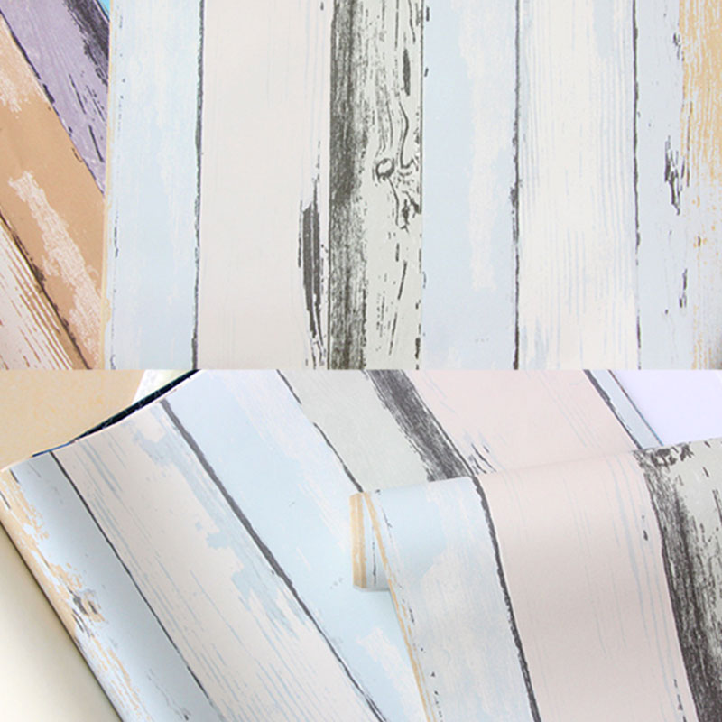 Multi-Colored Wood Effect Wall Covering Stain-Resistant Wallpaper Roll for Coffee Shop Decor, Non-Pasted Clearhalo 'Country wall decor' 'Rustic' 'Wallpaper' Wall Decor' 986551