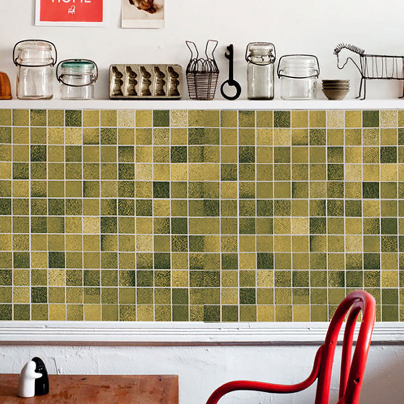 European Mosaic Wall Art for Kitchen Decor, 96.8 sq ft. Removable Wallpaper Roll in Yellow and Green Yellow-Green Clearhalo 'Wall Decor' 'Wallpaper' 986577