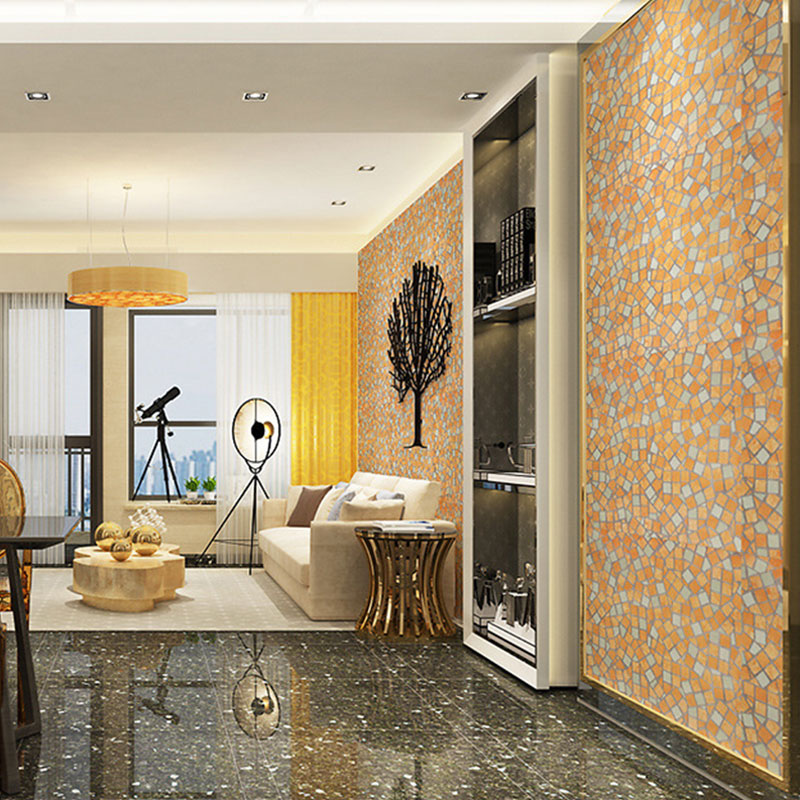 Mosaic Tile Wall Covering in Natural Color, Nordic Wallpaper Roll for Bathroom Decor, Self-Adhesive Yellow Clearhalo 'Wall Decor' 'Wallpaper' 986593