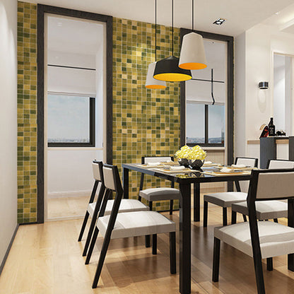 Mosaic Tile Wall Covering in Natural Color, Nordic Wallpaper Roll for Bathroom Decor, Self-Adhesive Green Clearhalo 'Wall Decor' 'Wallpaper' 986596