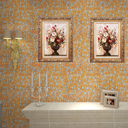 Mosaic Look Wall Art for Kitchen Grid Wallpaper Roll in Yellow, Stain-Resistant, 96.8 sq ft., Peel and Stick Yellow Clearhalo 'Wall Decor' 'Wallpaper' 986599