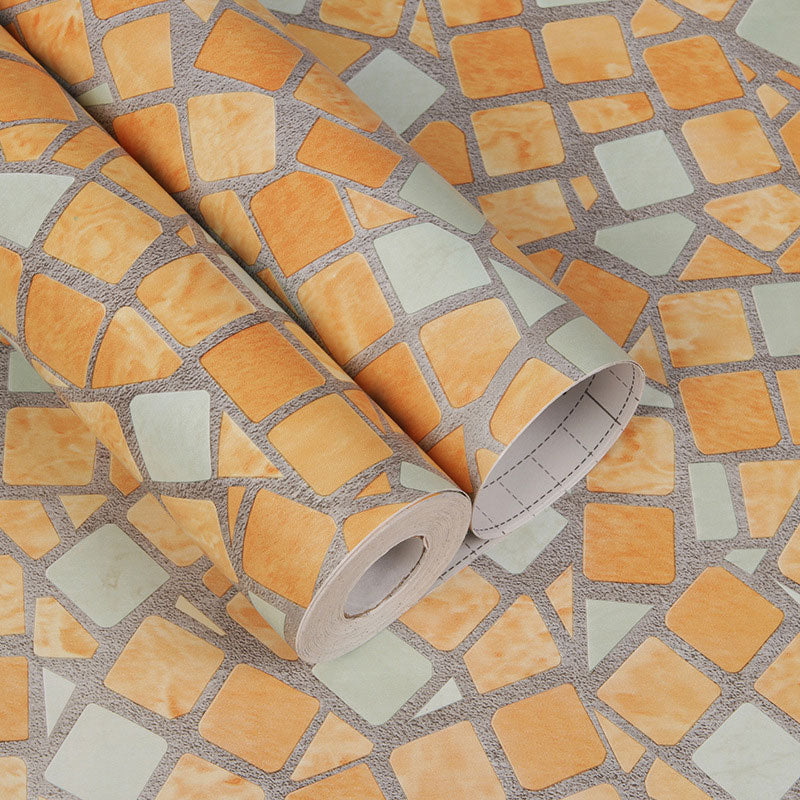 Mosaic Look Wall Art for Kitchen Grid Wallpaper Roll in Yellow, Stain-Resistant, 96.8 sq ft., Peel and Stick Clearhalo 'Wall Decor' 'Wallpaper' 986600