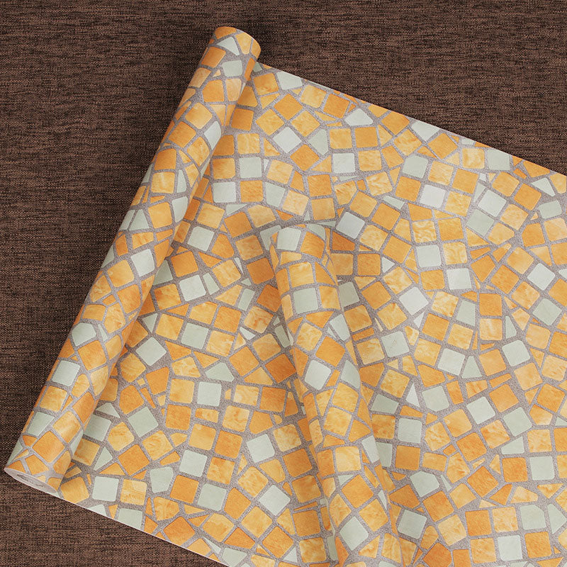 Mosaic Look Wall Art for Kitchen Grid Wallpaper Roll in Yellow, Stain-Resistant, 96.8 sq ft., Peel and Stick Clearhalo 'Wall Decor' 'Wallpaper' 986601