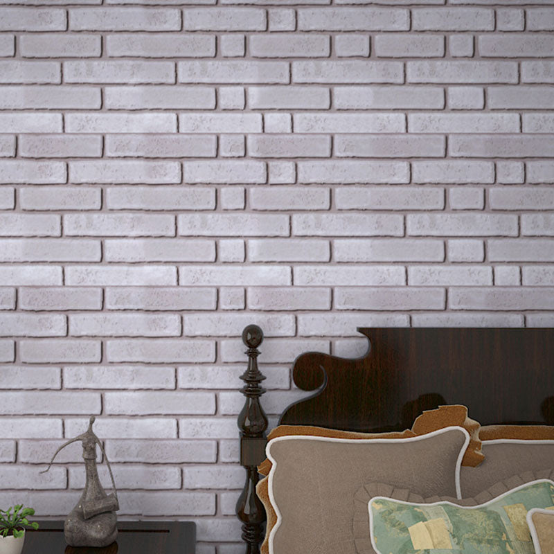 Industrial Cement Brick Wallpaper Roll for Accent Wall Vinyl Wall Art, 96.8 sq ft., Peel and Stick Gray-White Clearhalo 'Industrial wall decor' 'Industrial' 'Wallpaper' Wall Decor' 986628