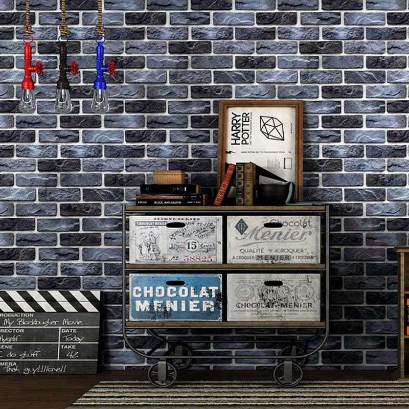 Brickwork Wallpaper Roll in Dark Color Non-Woven Fabric Wall Art for Home Decoration, 57.1 sq ft. Clearhalo 'Industrial wall decor' 'Industrial' 'Wallpaper' Wall Decor' 986638