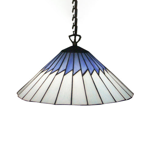Stained Glass Blue Pendant Lamp Tapered 1 Bulb Mediterranean Hanging Light Kit for Dining Room Clearhalo 'Ceiling Lights' 'Close To Ceiling Lights' 'Industrial' 'Middle Century Pendants' 'Pendant Lights' 'Pendants' 'Tiffany close to ceiling' 'Tiffany Pendants' 'Tiffany' Lighting' 98663