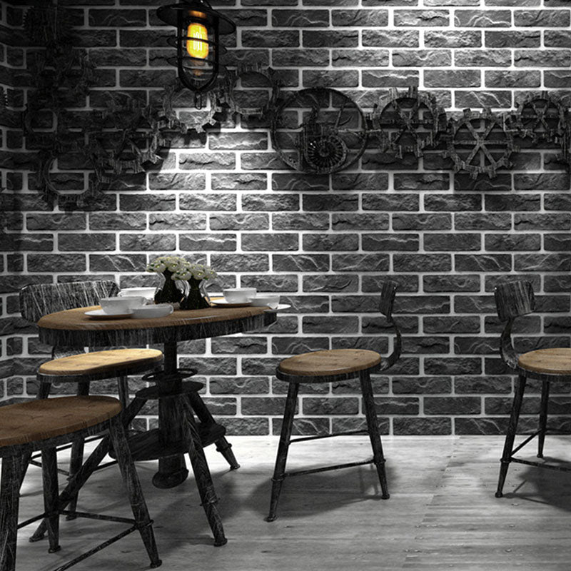Brickwork Wallpaper Roll in Dark Color Non-Woven Fabric Wall Art for Home Decoration, 57.1 sq ft. Clearhalo 'Industrial wall decor' 'Industrial' 'Wallpaper' Wall Decor' 986643