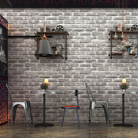 Light Color Brick Effect Wallpaper Stain-Resistant Vinyl Wall Covering for Coffee Shop Decor, Non-Pasted Light Gray Clearhalo 'Industrial wall decor' 'Industrial' 'Wallpaper' Wall Decor' 986662