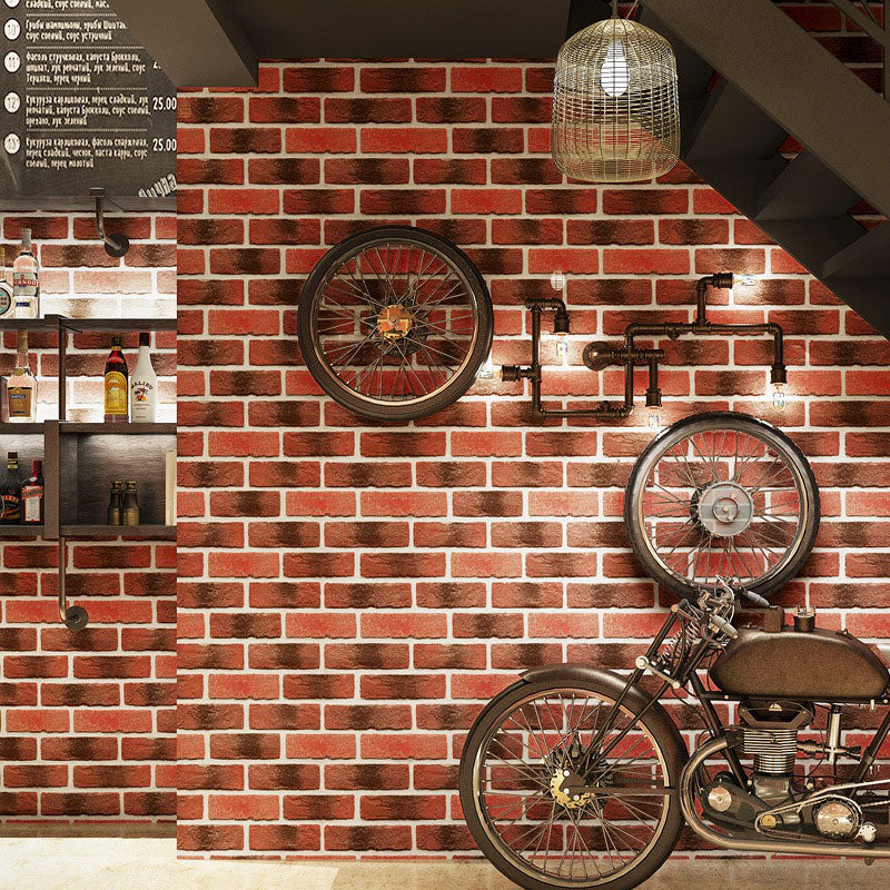 Brick Effect Wall Decor in Natural Color, Industrial Non-Pasted Wallpaper Roll for Coffee Shop Brick Red Clearhalo 'Industrial wall decor' 'Industrial' 'Wallpaper' Wall Decor' 986679