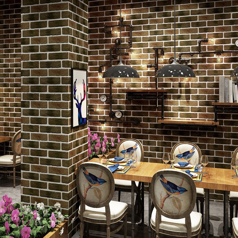 Brick Effect Wall Decor in Natural Color, Industrial Non-Pasted Wallpaper Roll for Coffee Shop Dark Coffee Clearhalo 'Industrial wall decor' 'Industrial' 'Wallpaper' Wall Decor' 986683