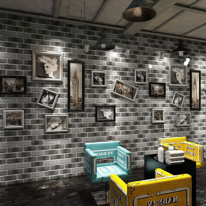 Brick Effect Wall Decor in Natural Color, Industrial Non-Pasted Wallpaper Roll for Coffee Shop Light Gray Clearhalo 'Industrial wall decor' 'Industrial' 'Wallpaper' Wall Decor' 986687