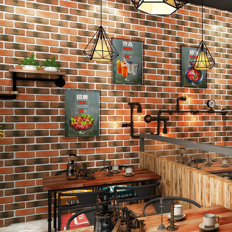 Brick Effect Wall Decor in Natural Color, Industrial Non-Pasted Wallpaper Roll for Coffee Shop Red Brown Clearhalo 'Industrial wall decor' 'Industrial' 'Wallpaper' Wall Decor' 986691