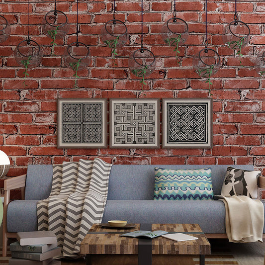 Photography Vintage Wallpaper Roll for Fireplace with Brick Effect in Natural Color, Non-Pasted, 57.1 sq ft. Clearhalo 'Industrial wall decor' 'Industrial' 'Wallpaper' Wall Decor' 986715