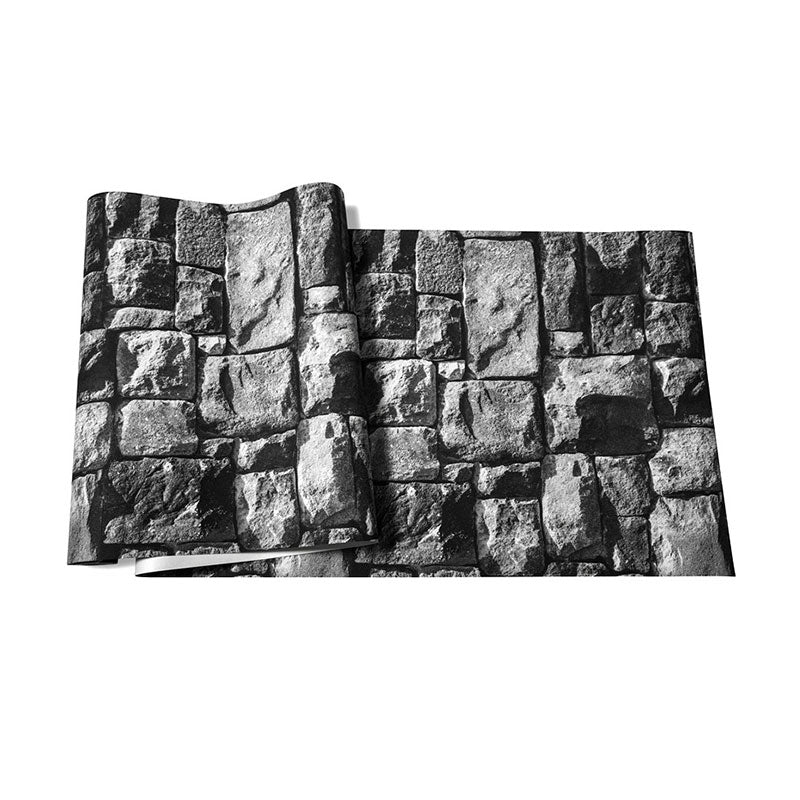 Stain-Resistant Stone Wall Art 33-foot x 20.5-inch Vintage Wallpaper Roll for Coffee Shop Decor, Non-Pasted Clearhalo 'Industrial wall decor' 'Industrial' 'Wallpaper' Wall Decor' 986745
