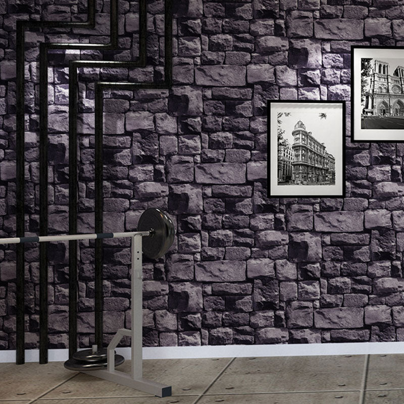 Stain-Resistant Stone Wall Art 33-foot x 20.5-inch Vintage Wallpaper Roll for Coffee Shop Decor, Non-Pasted Light Purple Clearhalo 'Industrial wall decor' 'Industrial' 'Wallpaper' Wall Decor' 986752
