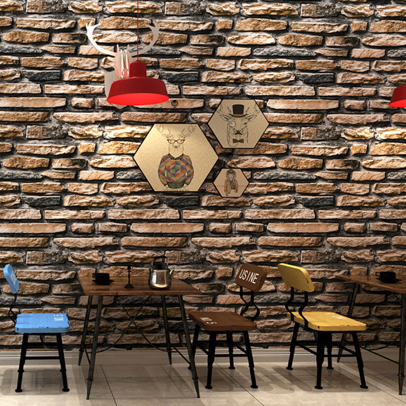 Stone Look Wallpaper Roll for Bar or Coffee Shop Non-Pasted Wall Art, 33'L x 20.5"W Yellow Clearhalo 'Industrial wall decor' 'Industrial' 'Wallpaper' Wall Decor' 986765