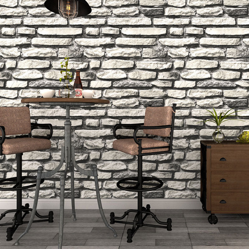 Stone Look Wallpaper Roll for Bar or Coffee Shop Non-Pasted Wall Art, 33'L x 20.5"W Light Gray Clearhalo 'Industrial wall decor' 'Industrial' 'Wallpaper' Wall Decor' 986769