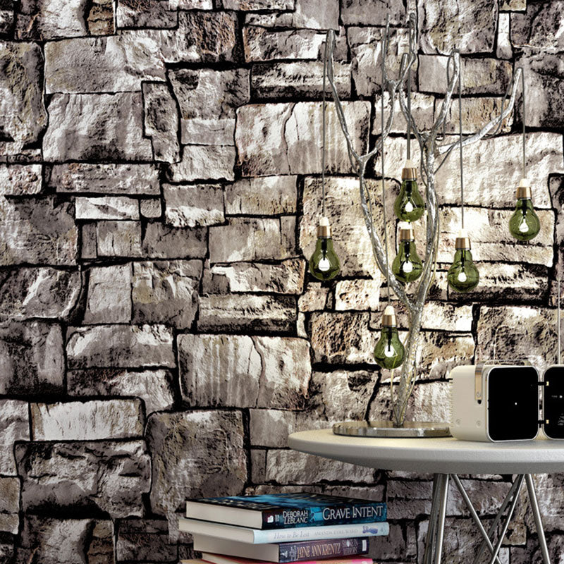 Retro Stone Effect Wallpaper Roll for Home Decoration, Pastel Color, 33-foot x 20.5-inch Clearhalo 'Industrial wall decor' 'Industrial' 'Wallpaper' Wall Decor' 986778