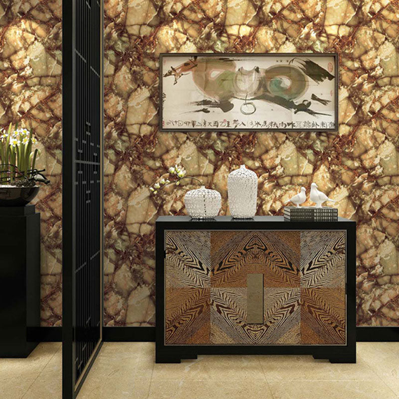 Marble Look Wall Art Natural Color Non-Woven Fabric Wallpaper Roll for Accent Wall, 33'L x 20.5"W Yellow-Brown Clearhalo 'Modern wall decor' 'Modern' 'Wallpaper' Wall Decor' 986791