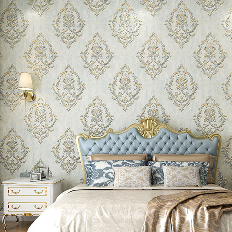 European Damask Design Wall Art for Accent Wall, 57.1 sq ft. Wallpaper Roll in Neutral Color Cream Gray Clearhalo 'Wall Decor' 'Wallpaper' 986817