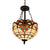 Tiffany Victorian Style Chandelier Bowl Shade Stained Glass Ceiling Pendant for Library Beige Clearhalo 'Ceiling Lights' 'Chandeliers' 'Close To Ceiling Lights' 'Industrial' 'Middle Century Chandeliers' 'Tiffany Chandeliers' 'Tiffany close to ceiling' 'Tiffany' Lighting' 98681