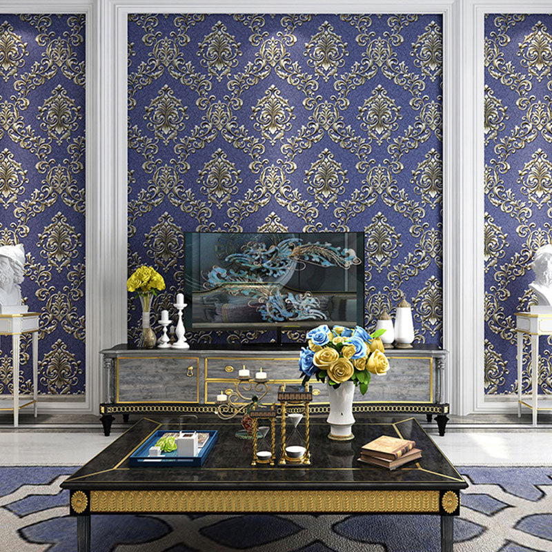 Damask Design Wallpaper Roll in Natural Color, Classic Wall Covering for Bedroom Decoration Dark Purple Clearhalo 'Wall Decor' 'Wallpaper' 986822