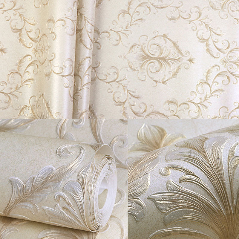 Damask Design Wallpaper Roll in Natural Color, Classic Wall Covering for Bedroom Decoration Clearhalo 'Wall Decor' 'Wallpaper' 986832