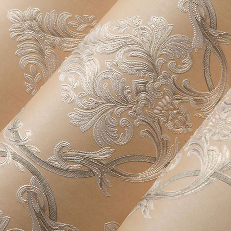 European Wallpaper Roll Soft Color Embossed Blossoms Wall Art, 33' x 20.5", Non-Pasted Clearhalo 'Wall Decor' 'Wallpaper' 986851