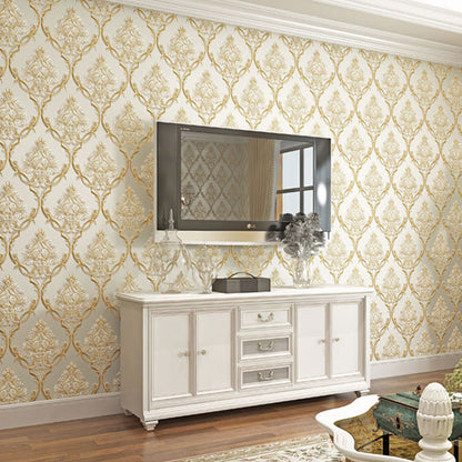 European Wallpaper Roll Soft Color Embossed Blossoms Wall Art, 33' x 20.5", Non-Pasted Light Yellow Clearhalo 'Wall Decor' 'Wallpaper' 986859