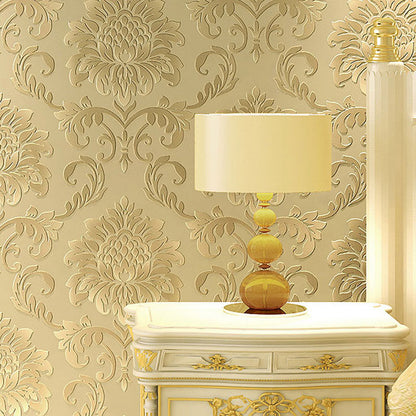 Neutral Color Classic Wall Art 20.5"W x 33'L Damasque Wallpaper for Accent Wall, Non-Pasted Gold Clearhalo 'Wall Decor' 'Wallpaper' 986862