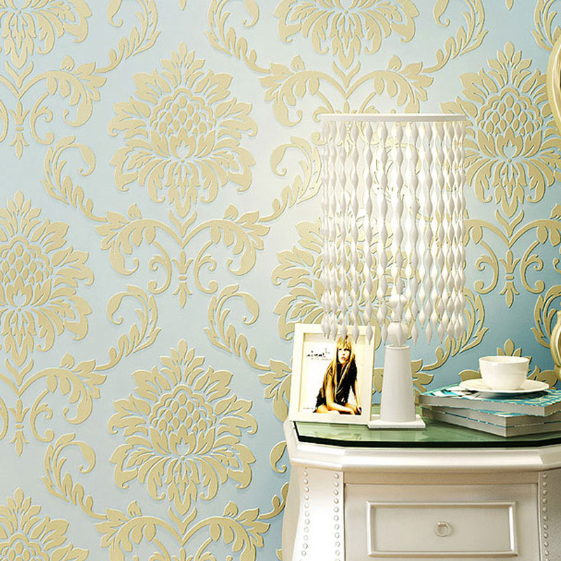 Neutral Color Classic Wall Art 20.5"W x 33'L Damasque Wallpaper for Accent Wall, Non-Pasted Sky Blue Clearhalo 'Wall Decor' 'Wallpaper' 986868