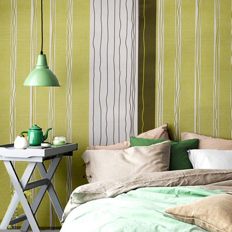 Simple Stripe Wallpaper Roll Countryside Self-Adhesive Wall Art in Green, 48.4 sq ft. Green Clearhalo 'Modern wall decor' 'Modern' 'Wallpaper' Wall Decor' 986878