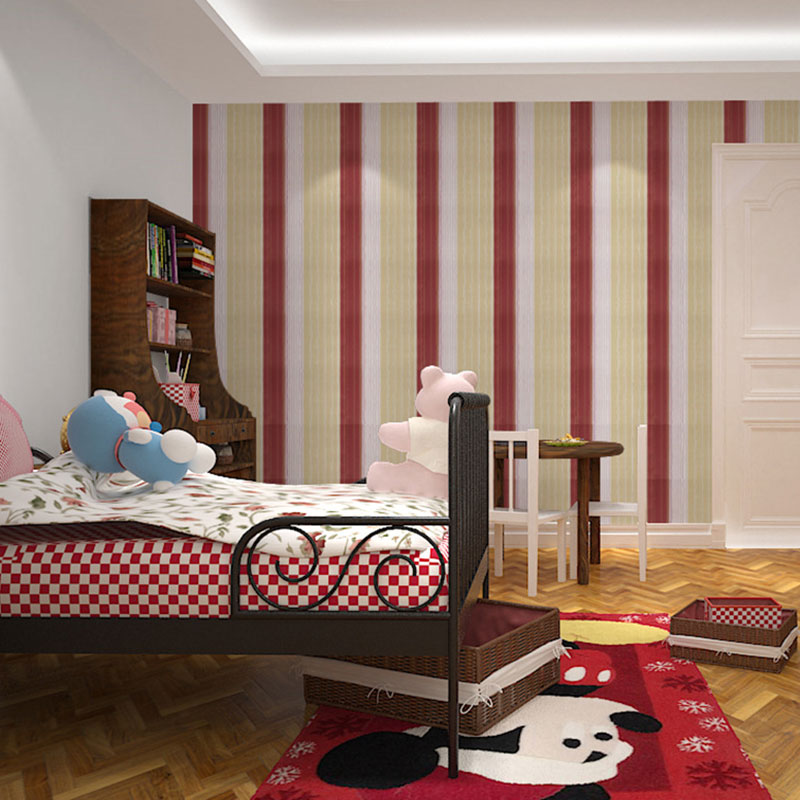 Stripe Wallpaper Roll in Red Plaster Wall Covering for Home Decoration, 48.4 sq ft., Self-Adhesive Clearhalo 'Modern wall decor' 'Modern' 'Wallpaper' Wall Decor' 986884