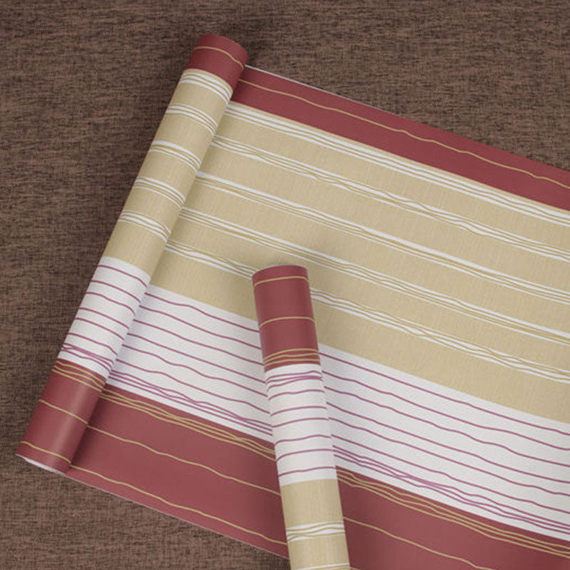 Stripe Wallpaper Roll in Red Plaster Wall Covering for Home Decoration, 48.4 sq ft., Self-Adhesive Clearhalo 'Modern wall decor' 'Modern' 'Wallpaper' Wall Decor' 986886