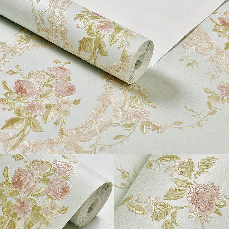 European Damask Design Wall Art Living Room Wallpaper Roll, 33' x 20.5", Non-Pasted Clearhalo 'Country wall decor' 'Rustic' 'Wallpaper' Wall Decor' 986890