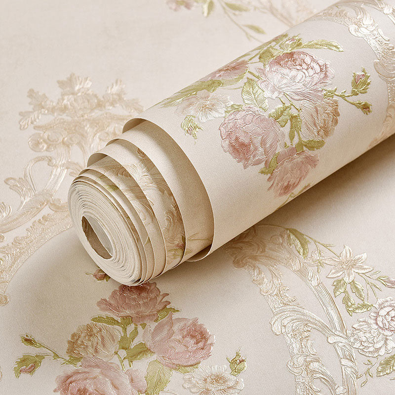 European Damask Design Wall Art Living Room Wallpaper Roll, 33' x 20.5", Non-Pasted Clearhalo 'Country wall decor' 'Rustic' 'Wallpaper' Wall Decor' 986903