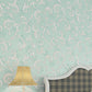 Soft Color Embossed Blossoms Wallpaper Water-Resistant Wall Decor for Bathroom, Non-Pasted Lake Blue Clearhalo 'Country wall decor' 'Rustic' 'Wallpaper' Wall Decor' 986905