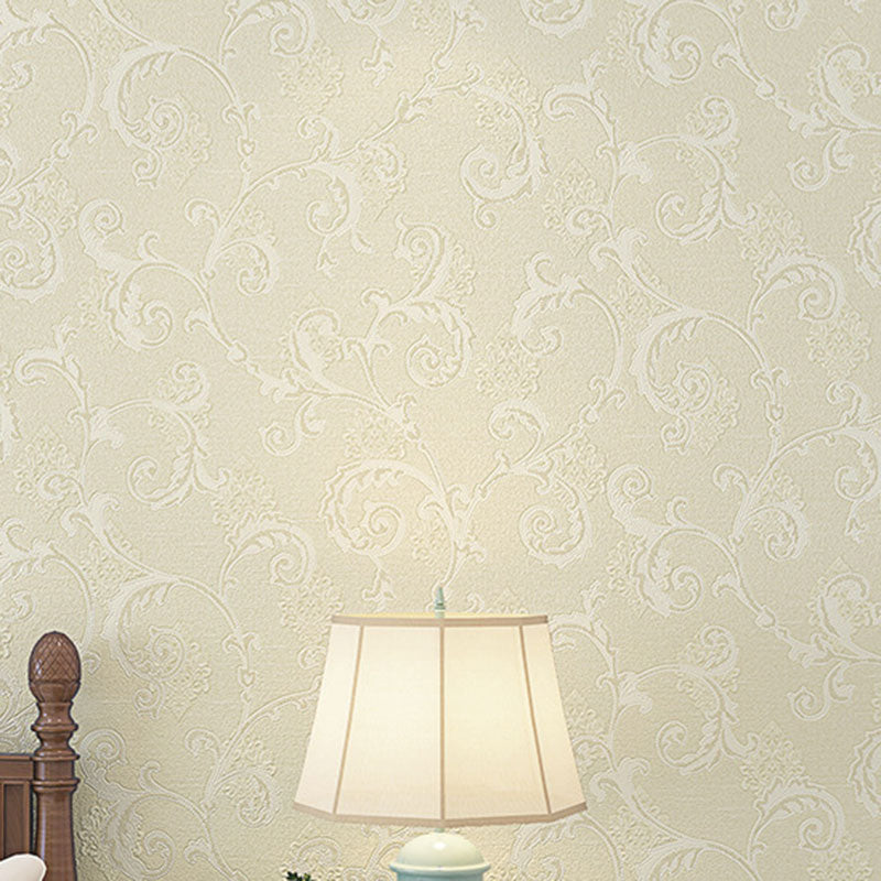 Soft Color Embossed Blossoms Wallpaper Water-Resistant Wall Decor for Bathroom, Non-Pasted Beige Clearhalo 'Country wall decor' 'Rustic' 'Wallpaper' Wall Decor' 986914