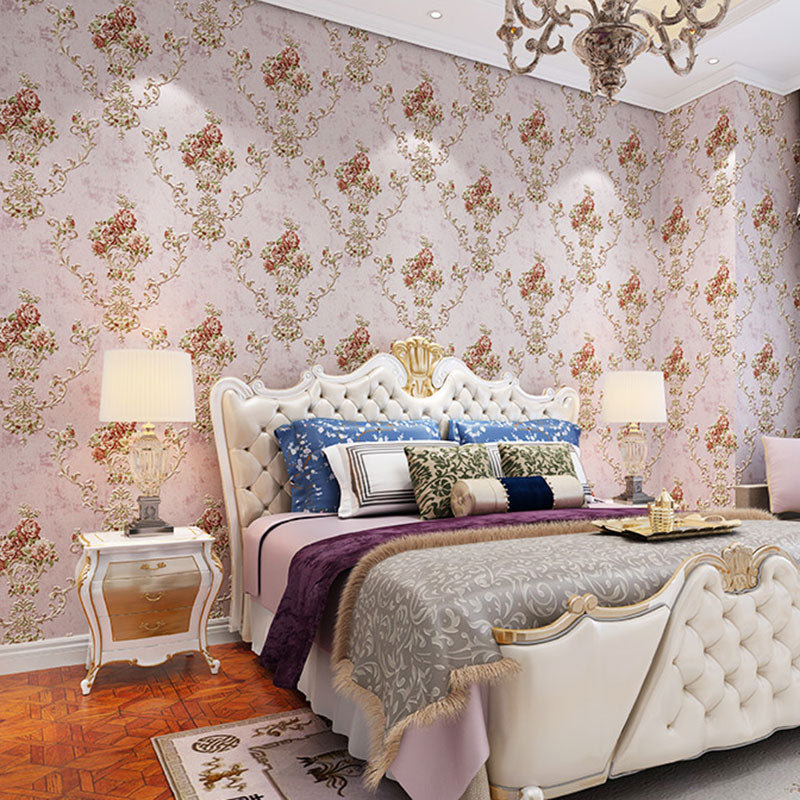 Blossoming Flowers Wall Art Non-Pasted Wallpaper Roll for Dining Room Decor, 20.5" by 33' Light Pink Clearhalo 'Vintage wall decor' 'Vintage' 'Wallpaper' Wall Decor' 986977