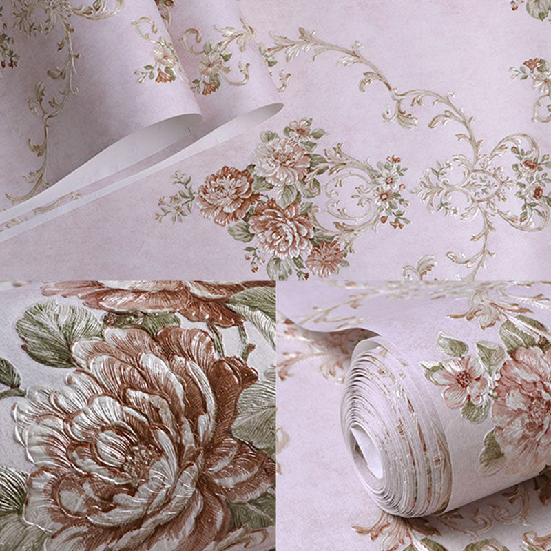 Blossoming Flowers Wall Art Non-Pasted Wallpaper Roll for Dining Room Decor, 20.5" by 33' Clearhalo 'Vintage wall decor' 'Vintage' 'Wallpaper' Wall Decor' 986978